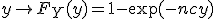 y\rightarrow F_Y(y)=1-\exp(-ncy)